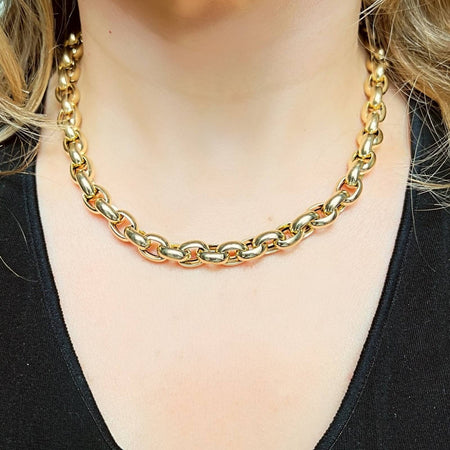 14K Yellow Gold Chunky Rolo Link Necklace