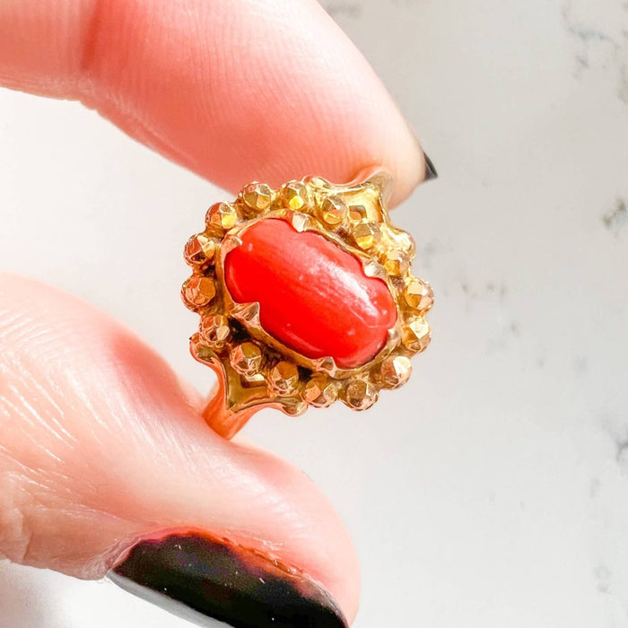 22K Yellow Gold Coral Vintage Ring