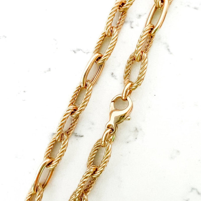 14K Italian Yellow Gold Interlocking Paperclip Necklace