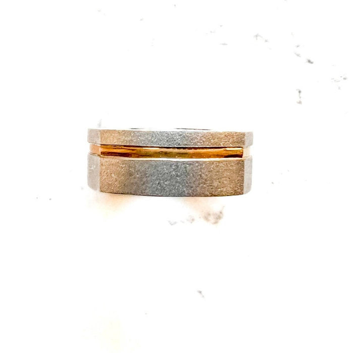 14K Two Tone Gold Matte Men's Band Ring