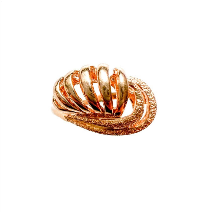 Crossover Swirl Textured Ring 14K Yellow Gold