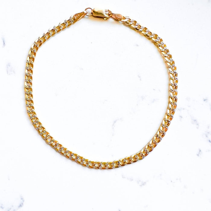 Diamond Cut Curb Link Bracelet in 14K Gold