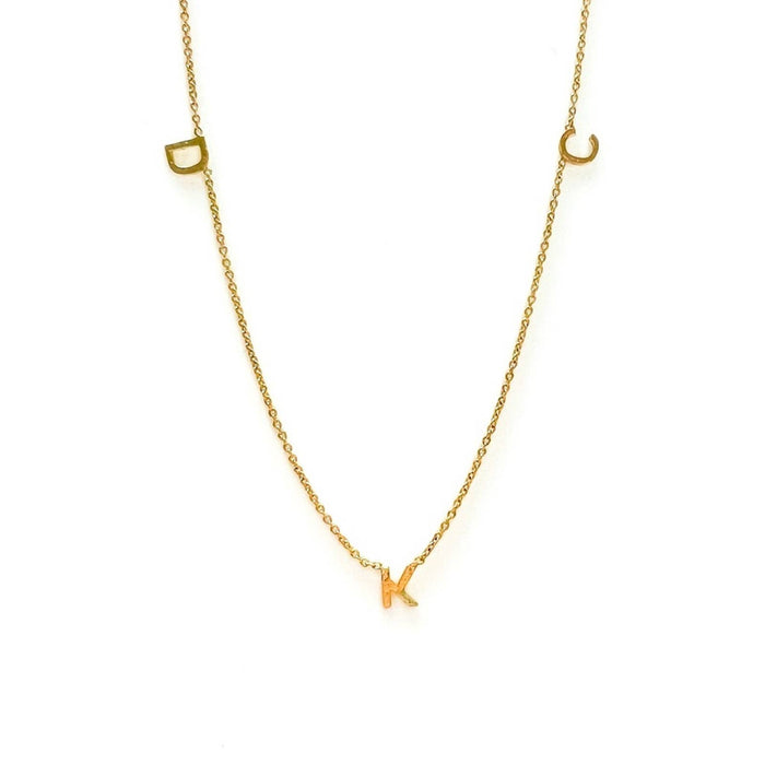 14K Yellow Gold Initial Necklace.