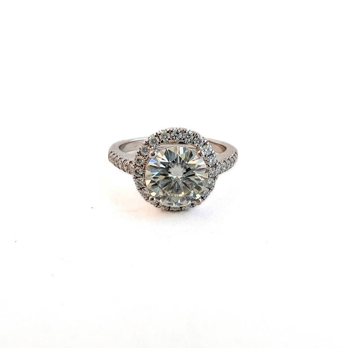 Moissanite Halo Engagement Ring in 14K White Gold