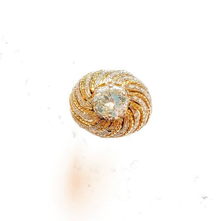 Diamond Cocktail Puffed Ring in Yellow Gold