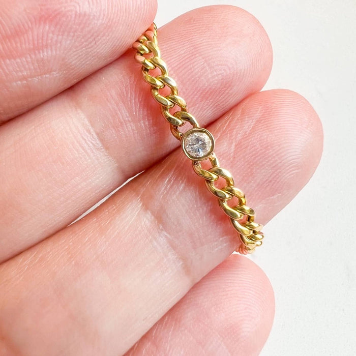 14k Yellow Gold Diamond Bezel Cuban Link Bracelet