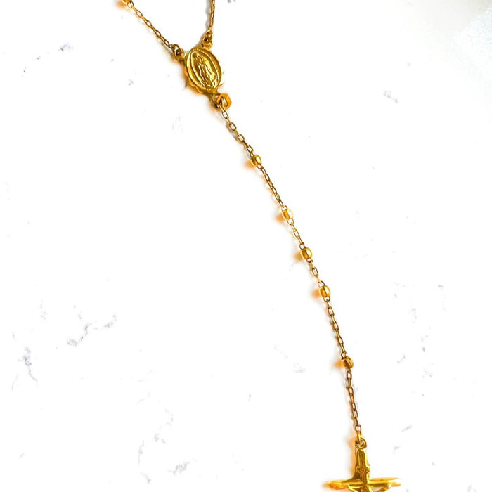 10K Yellow Gold Vintage Rosary Necklace