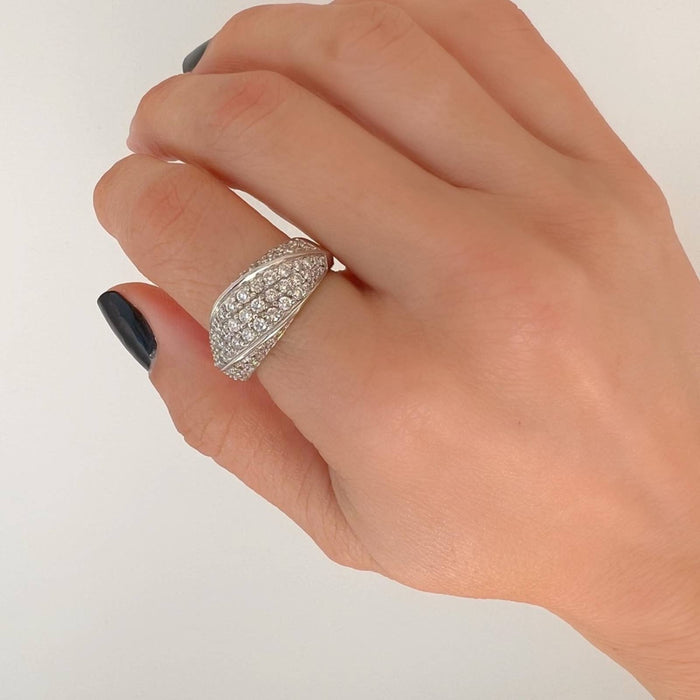 Diamond Thick Band Ring 14K White Gold