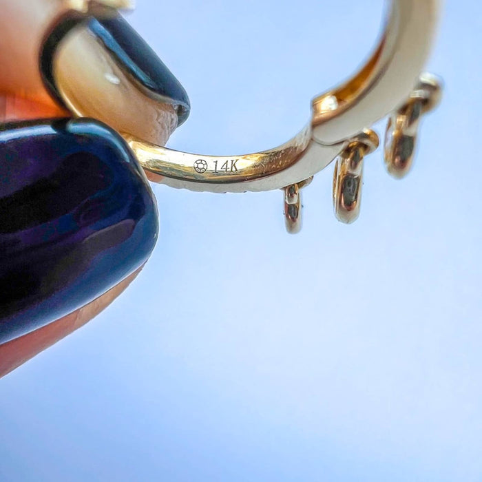 14K Yellow Gold Diamond Bezel Hoop Earrings