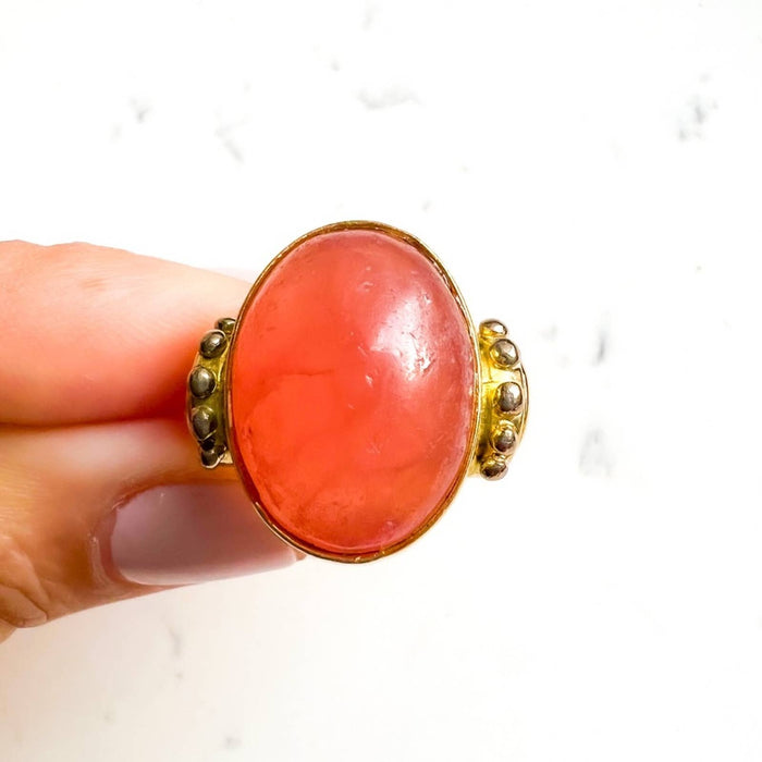 Vintage Retro 18k Gold Carnelian Ring