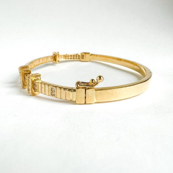 14K Solid Yellow Gold Charm Bangle