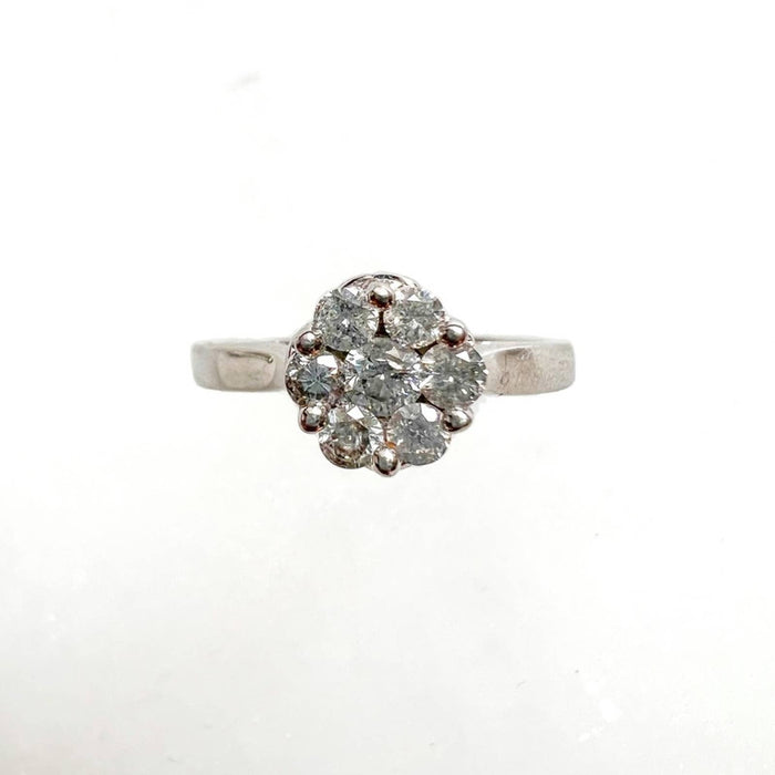 Cluster Flower Diamond 14k White Gold Engagement Ring