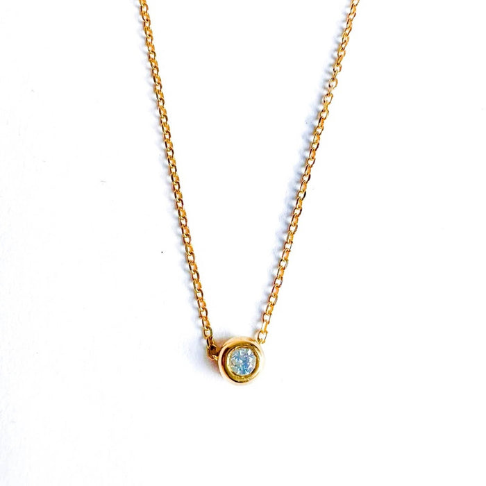 Solitaire Diamond Bezel Slide Necklace in 14K Yellow Gold