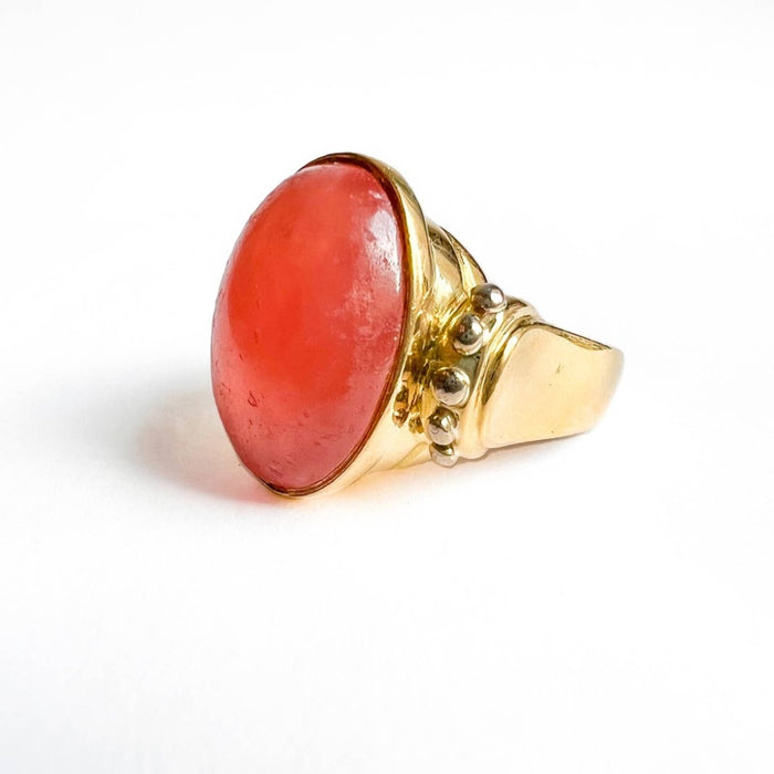 Vintage Retro 18k Gold Carnelian Ring