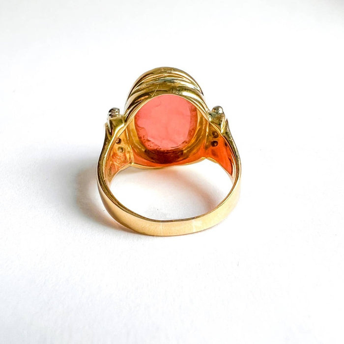 Vintage Retro 18k Gold Carnelian Ring