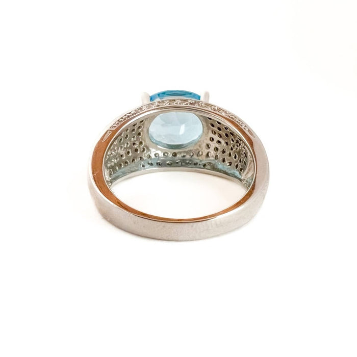 London Blue Topaz White Gold Cocktail Ring 10K White Gold