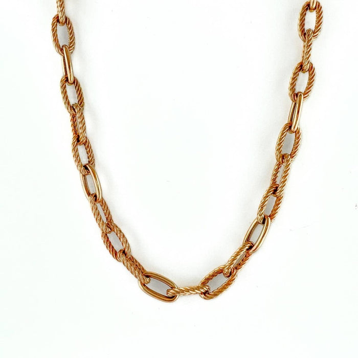 14K Italian Yellow Gold Interlocking Paperclip Necklace