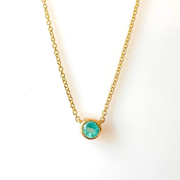 Neon Blue Color Tourmaline Necklace in14K Yellow Gold