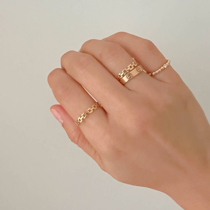 14K Solid Gold Chain Link Ring