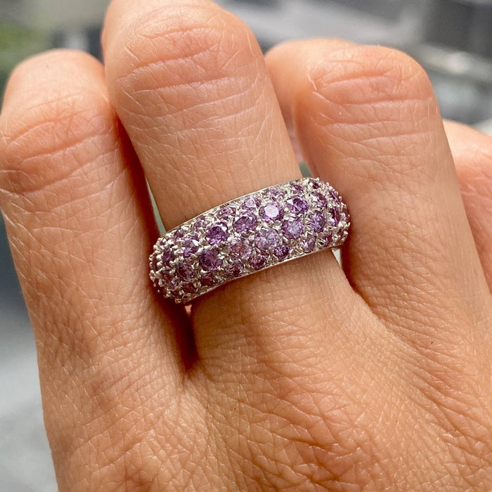 14k White Gold Tanzanite Eternity Puffed Band Ring