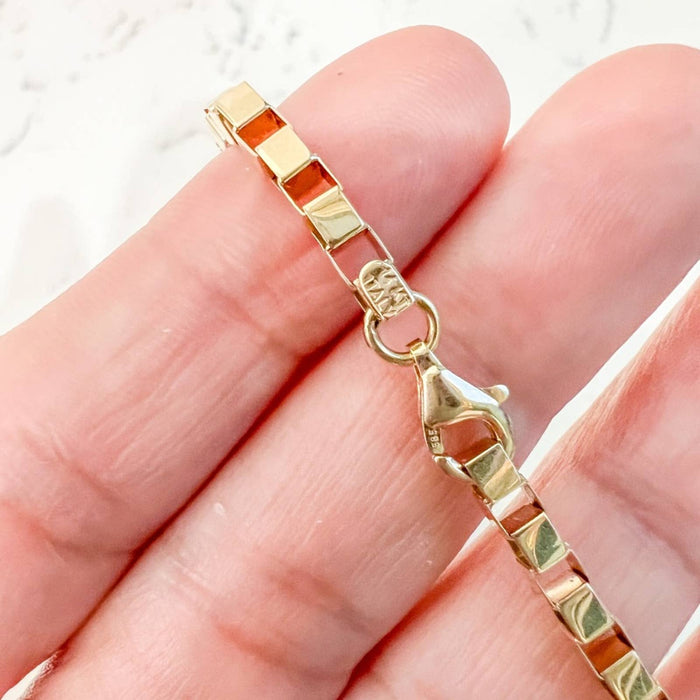 14K Yellow Gold Venetian Box Link Bracelet