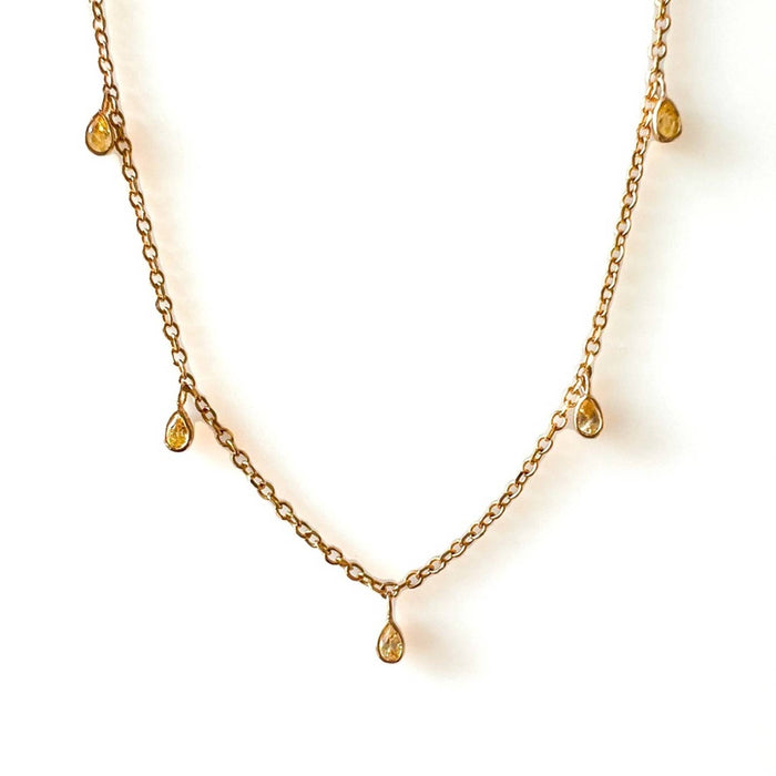 Yellow Sapphire Drop Necklace in 14K Yellow Gold