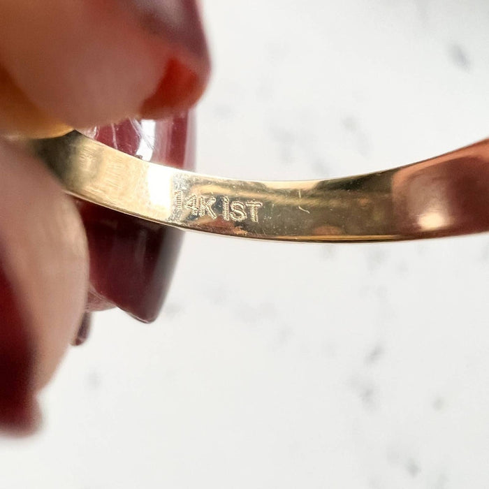 14k Solid Yellow Gold Heart Signet Ring