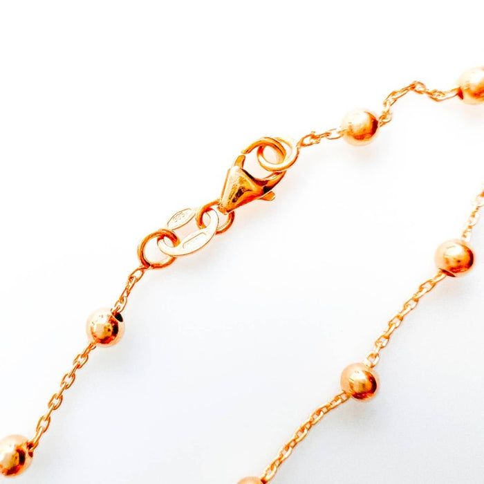 14k Yellow Gold Beaded Station Chain Bracelet