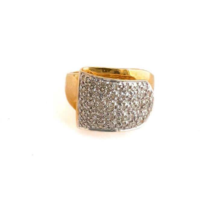 14K Yellow Gold Diamond Asymmetrical Cocktail Ring