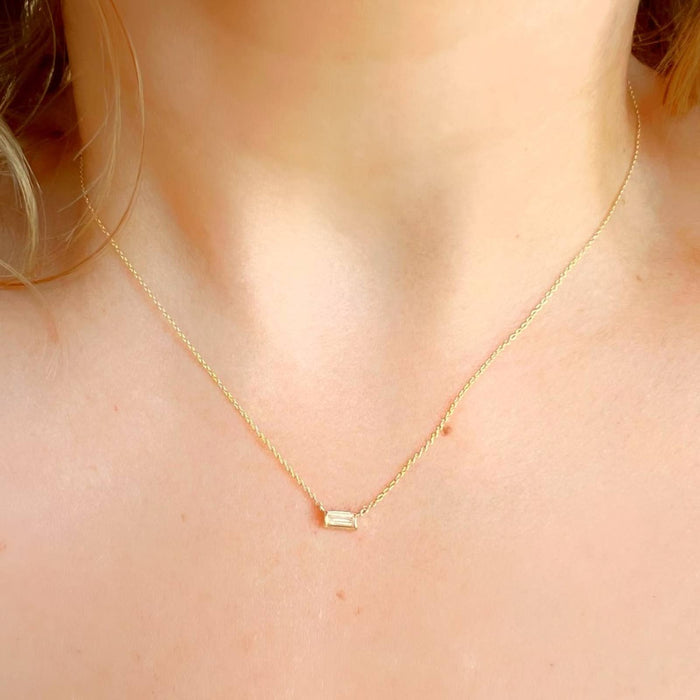 Baguette Diamond Necklace 14K Yellow Gold