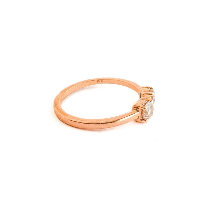 Open Ring 14K Rose Gold Round Champagne Diamond