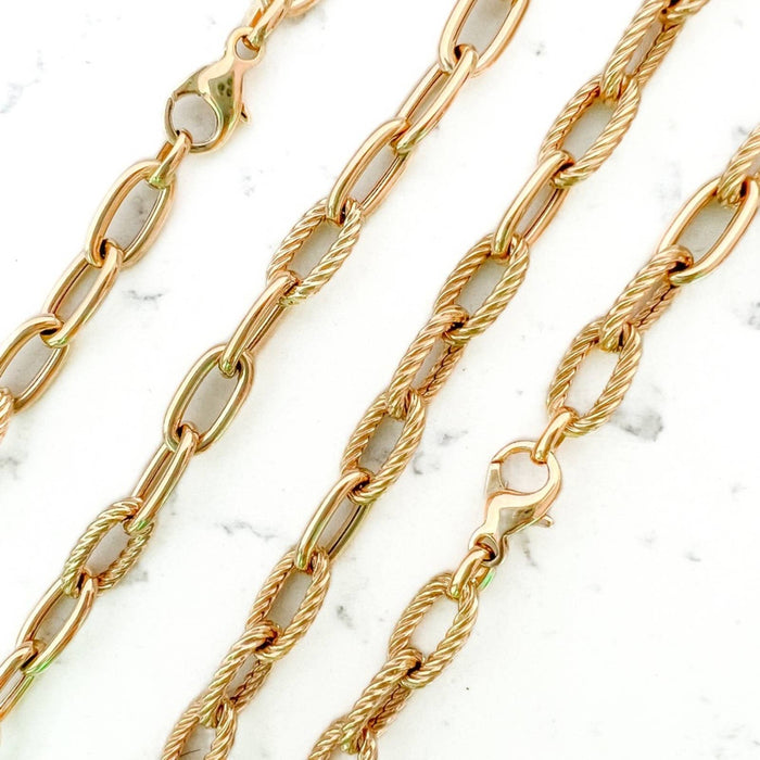 14K Italian Yellow Gold Interlocking Paperclip Necklace