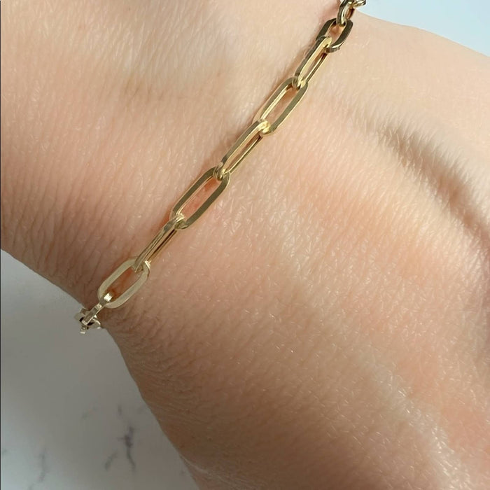 14k Yellow Gold Paperclip Chain Bracelet