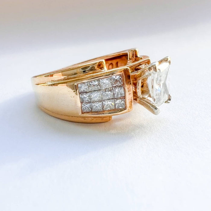 Vintage Radiant Diamond Vintage Ring 14K Yellow Gold