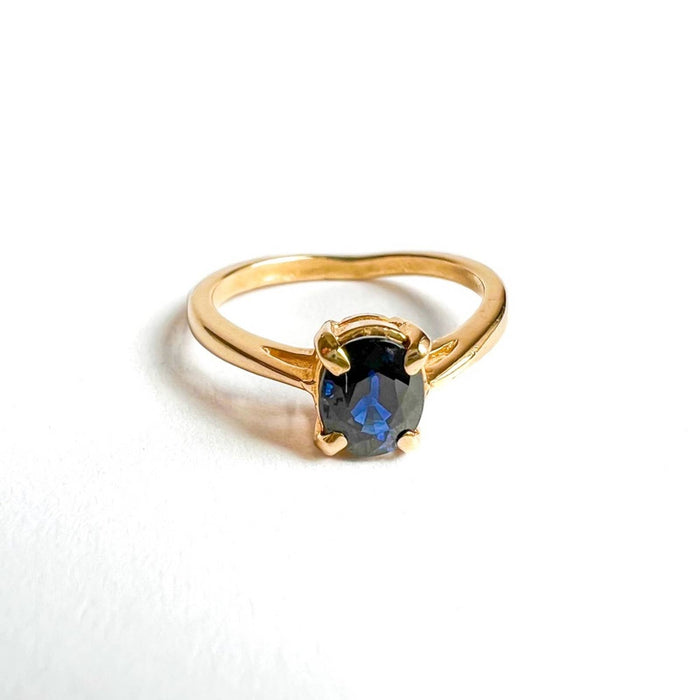 14K Yellow Gold Sapphire Solitaire Vintage Ring