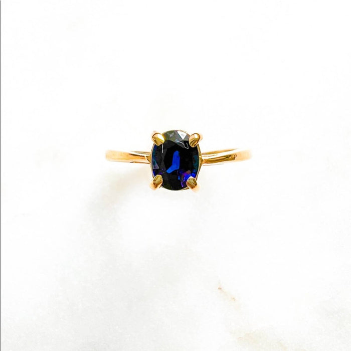 14K Yellow Gold Sapphire Solitaire Vintage Ring