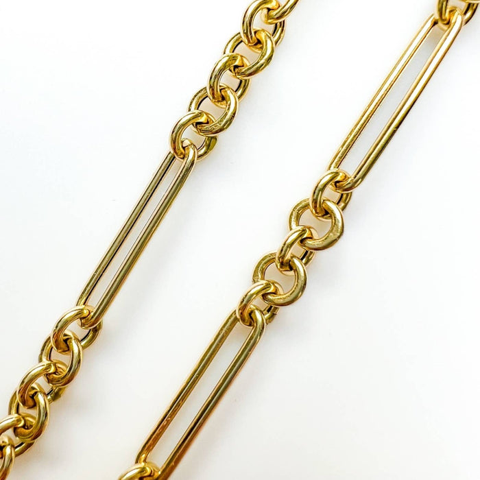 14K Yellow Gold Alternating Links Necklace