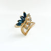 14k gold marquise sapphire diamond ring	