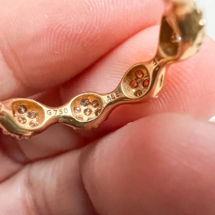 Vintage 18K Yellow Gold Diamond Love Pod Eternity Pandora Ring