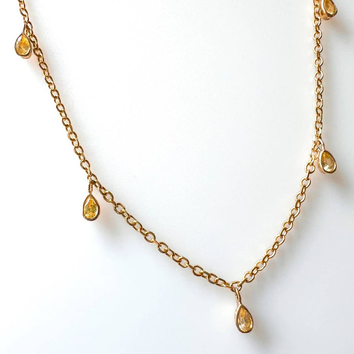 Yellow Sapphire Drop Necklace in 14K Yellow Gold