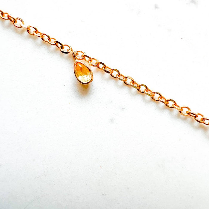 Yellow Sapphire Drop Necklace in 14K Yellow Gold