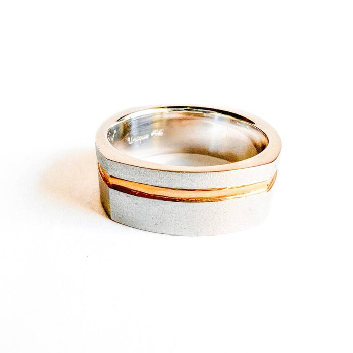 14K Two Tone Gold Matte Men's Band Ring