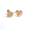 14k gold leaf stud earrings