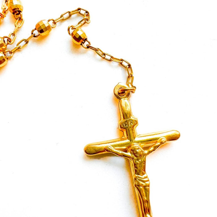 10K Yellow Gold Vintage Rosary Necklace