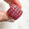 22K Yellow Gold Multi Ruby Large Cocktail Vintage Ring