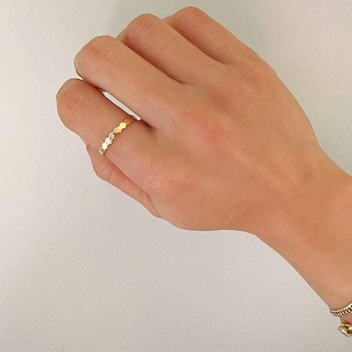 14k Yellow Gold Stackable Pyramid Ring