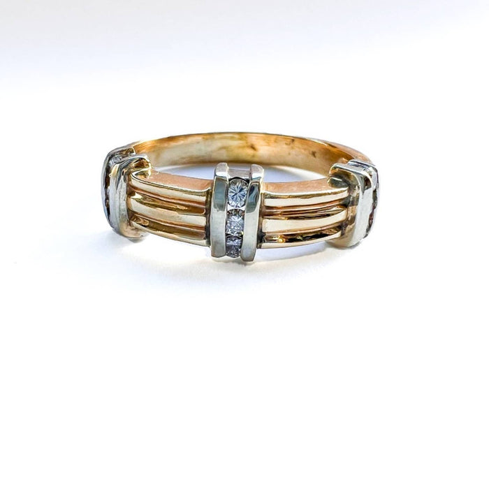 Vintage 14K Two Tone Diamond Band Ring