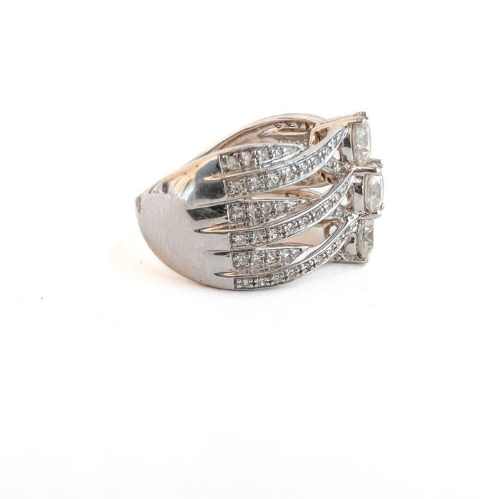 14K White Gold Triple Diamond Stack Engagement Ring