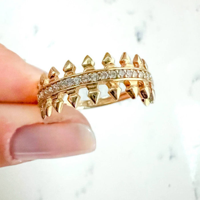 14K Solid Gold Spike Ring