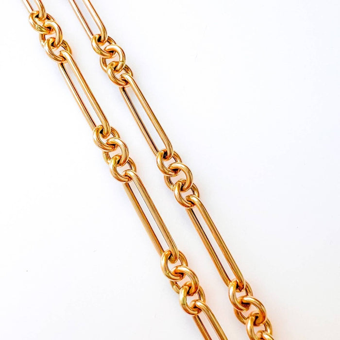 14K Yellow Gold Alternating Links Necklace